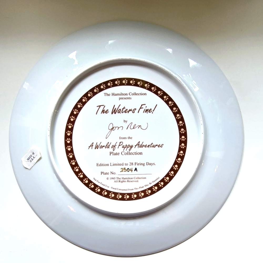 The Hamilton Collection- The Waters Fine - A World of Puppy Adventures Plate - Picture 4 of 5